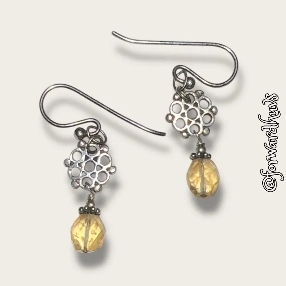 Bundle Sale 3 for $15 | Silver-Tone Dangle Earrings with Yellow Bead